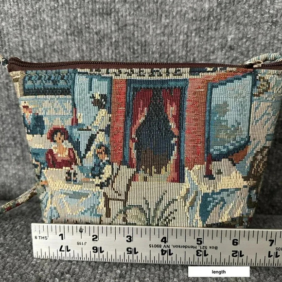 Needlepoint Crossbody Womens Small Scenic Floral Tapestry Cottagecore Purse - Picture 16 of 16